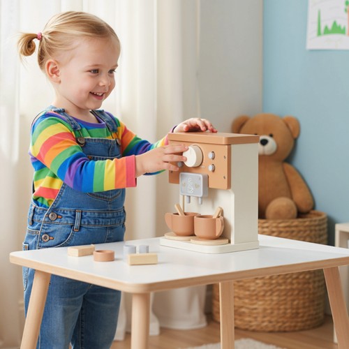 Kids wooden coffee machine - kids,