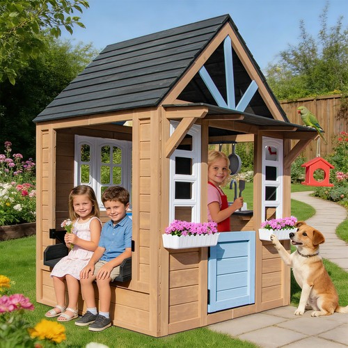 Kids wooden playhouse with - kids,