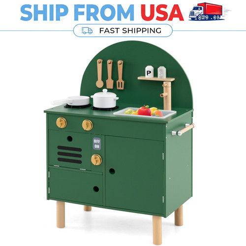 Green wooden kids - wooden, kitchen