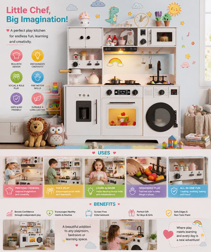 Play kitchen for kids wooden - kitchen, kids,
