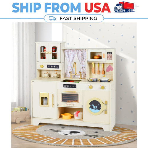 Beige wooden kids play - play, kitchen