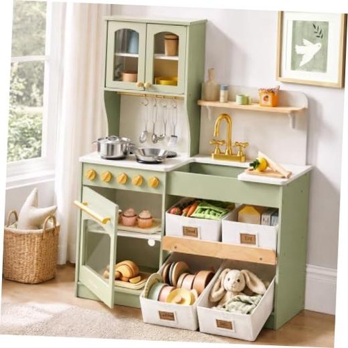 Wooden play kitchen - wooden, for