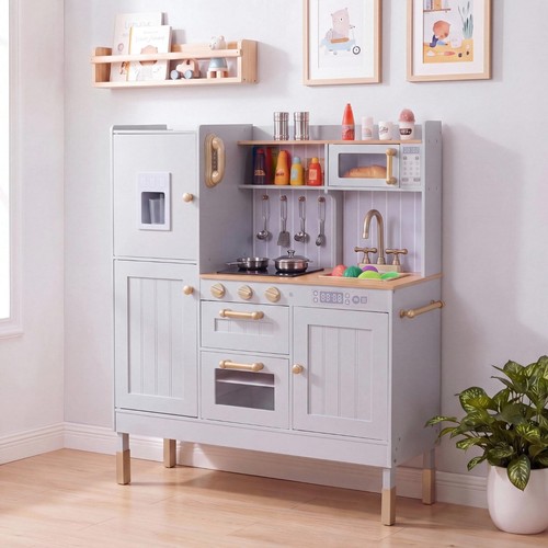 Wooden kids play kitchen set - wooden,