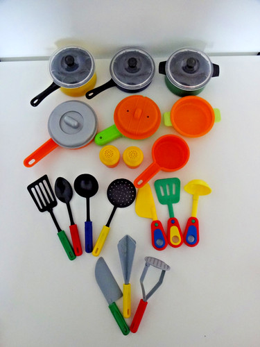 Kids play kitchen - pots, pans
