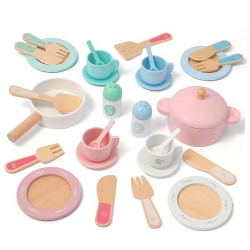 Wooden play dishes for kids - wooden,